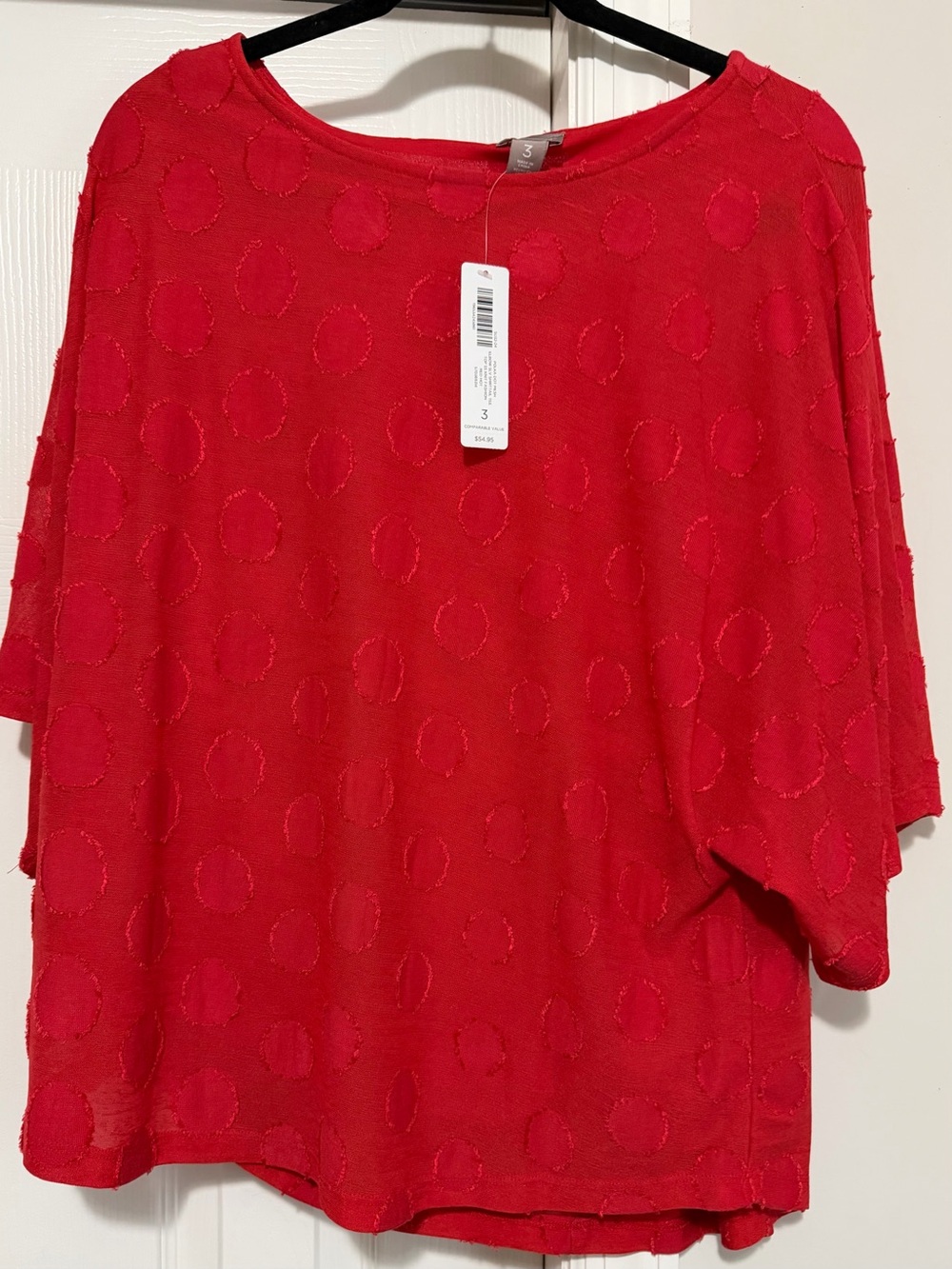 Chico's Red Textured Dot Blouse